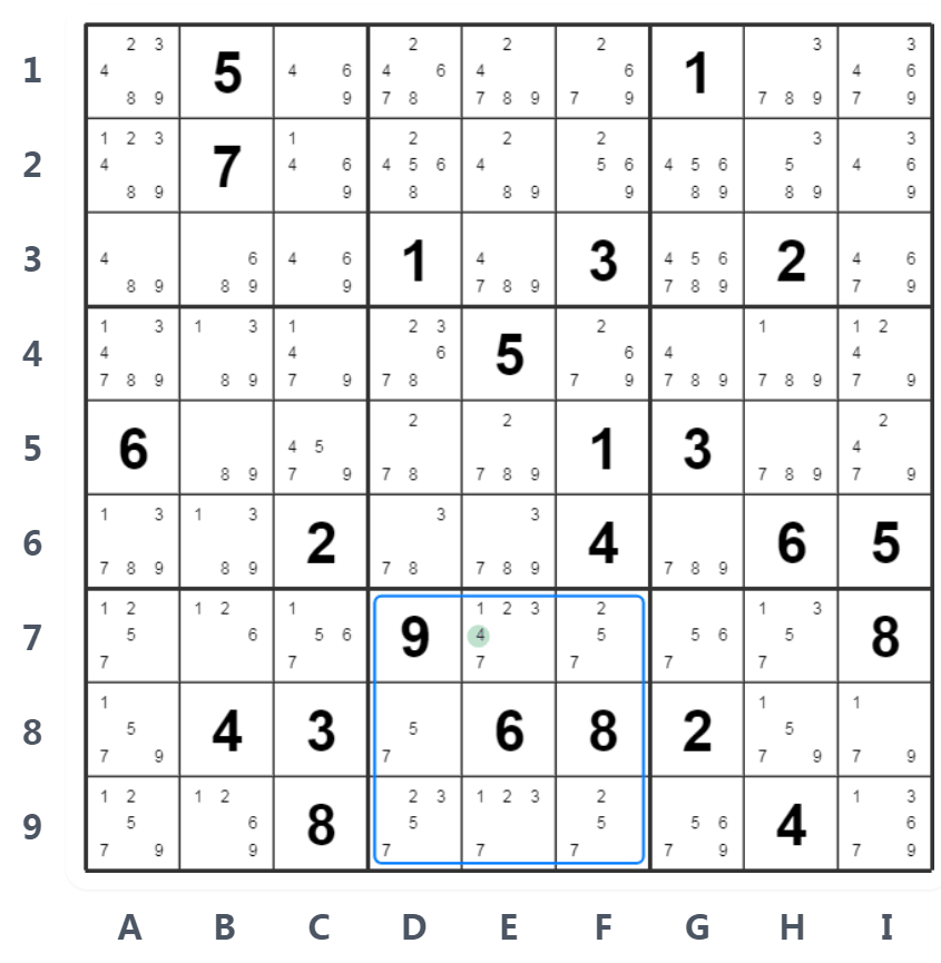 ตัวอย่าง Hidden Single