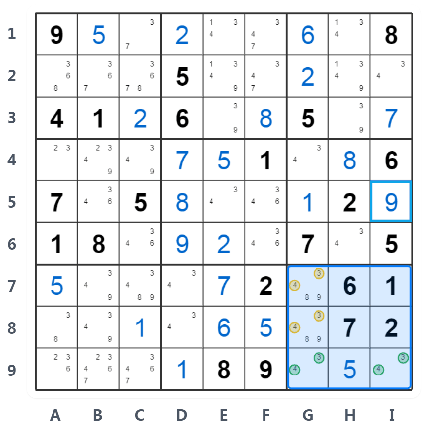 ตัวอย่าง Naked Pairs - วิเคราะห์บล็อก