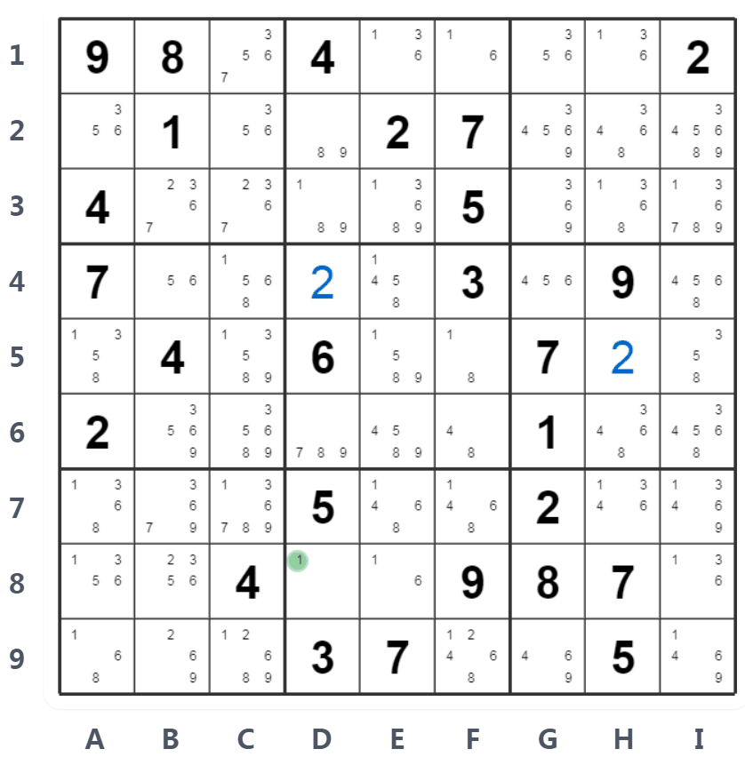 ตัวอย่าง Naked Single - D8 มีเฉพาะตัวเลือก 1