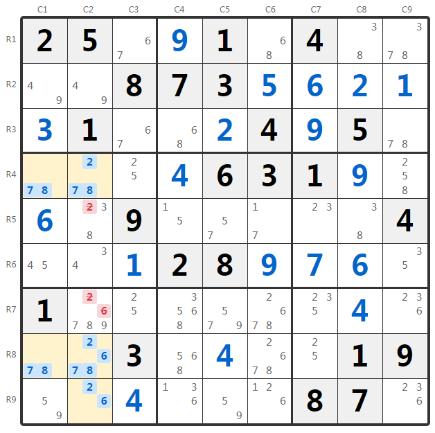ตัวอย่าง Unique Rectangle Type 3