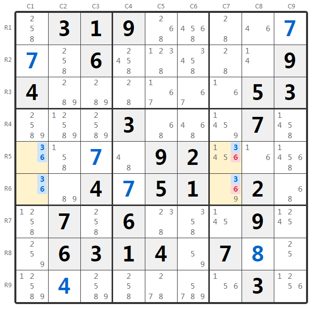 ตัวอย่าง Unique Rectangle Type 4